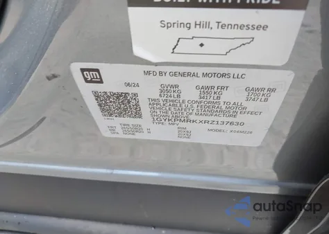 2024 Cadillac Lyriq Tech W/1Sa из США, поврежденный, VIN 1GYKPMRKXRZ137630